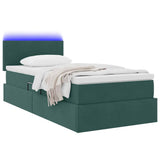 Letto con contenitore e LED Verde Scuro 90 x 200 cm Velluto
