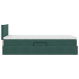 Letto con contenitore e LED Verde Scuro 90 x 200 cm Velluto