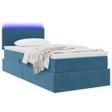 Letto con contenitore e LED Blu Scuro 90 x 200 cm Velluto