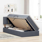 Letto con contenitore e LED Grigio scuro 100 x 200 cm Velluto