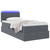 Letto con contenitore e LED Grigio scuro 100 x 200 cm Velluto