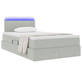 Letto con contenitore e LED Grigio chiaro 120 x 200 cm Velluto