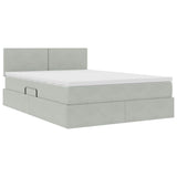 Letto con contenitore e LED Grigio chiaro 140 x 190 cm Velluto