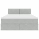 Letto con contenitore e LED Grigio chiaro 140 x 190 cm Velluto