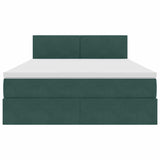 Letto con contenitore e LED Verde Scuro 140 x 190 cm Velluto
