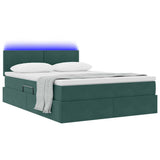 Letto con contenitore e LED Verde Scuro 140 x 190 cm Velluto
