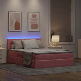 Letto con contenitore e LED Rosa 140 x 190 cm Velluto