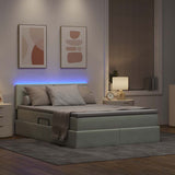 Letto con contenitore e LED Grigio chiaro 140 x 200 cm Velluto