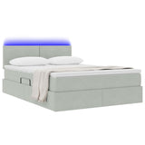 Letto con contenitore e LED Grigio chiaro 140 x 200 cm Velluto