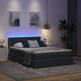 Letto con contenitore e LED Grigio scuro 140 x 200 cm Velluto
