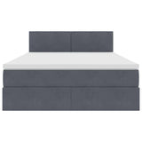 Letto con contenitore e LED Grigio scuro 140 x 200 cm Velluto