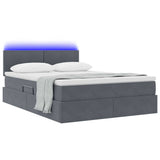 Letto con contenitore e LED Grigio scuro 140 x 200 cm Velluto