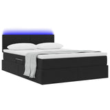 Letto con contenitore e LED Nero 140 x 200 cm Velluto