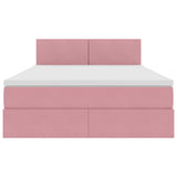 Letto con contenitore e LED Rosa 140 x 200 cm Velluto