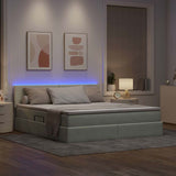 Letto con contenitore e LED Grigio chiaro 160 x 200 cm Velluto
