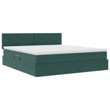 Letto con contenitore e LED Verde Scuro 160 x 200 cm Velluto