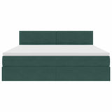 Letto con contenitore e LED Verde Scuro 160 x 200 cm Velluto