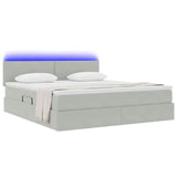 Letto con contenitore e LED Grigio chiaro 180 x 200 cm Velluto