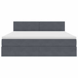 Letto con contenitore e LED Grigio scuro 180 x 200 cm Velluto
