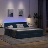 Letto con contenitore e LED Blu Scuro 180 x 200 cm Velluto
