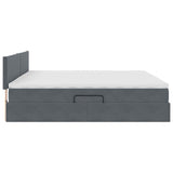 Letto con contenitore e LED Grigio scuro 200 x 200 cm Velluto