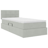 Letto con contenitore e LED Grigio chiaro 90 x 200 cm Velluto