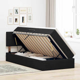 Letto con contenitore e LED con led Nero 90 x 200 cm Velluto