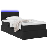 Letto con contenitore e LED con led Nero 90 x 200 cm Velluto