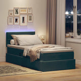 Letto con contenitore e LED Verde Scuro 90 x 200 cm Velluto