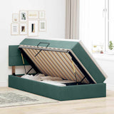 Letto con contenitore e LED Verde Scuro 90 x 200 cm Velluto