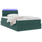 Letto con contenitore e LED Verde Scuro 120 x 200 cm Velluto