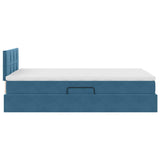 Letto con contenitore e LED Blu Scuro 120 x 200 cm Velluto