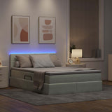 Letto con contenitore e LED Grigio chiaro 140 x 190 cm Velluto