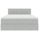 Letto con contenitore e LED Grigio chiaro 140 x 190 cm Velluto