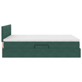 Letto con contenitore e LED Verde Scuro 140 x 190 cm Velluto