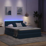 Letto con contenitore e LED Blu Scuro 140 x 190 cm Velluto