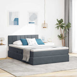 Letto con contenitore e LED Grigio scuro 140 x 200 cm Velluto