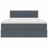 Letto con contenitore e LED Grigio scuro 140 x 200 cm Velluto