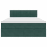 Letto con contenitore e LED Verde Scuro 140 x 200 cm Velluto