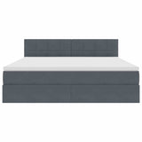 Letto con contenitore e LED Grigio scuro 160 x 200 cm Velluto
