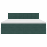 Letto con contenitore e LED Verde Scuro 160 x 200 cm Velluto