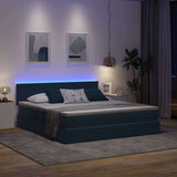 Letto con contenitore e LED Blu Scuro 160 x 200 cm Velluto