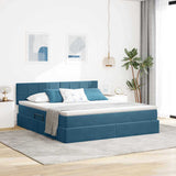 Letto con contenitore e LED Blu Scuro 160 x 200 cm Velluto