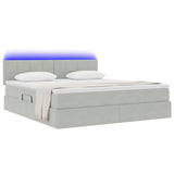 Letto con contenitore e LED Grigio chiaro 180 x 200 cm Velluto
