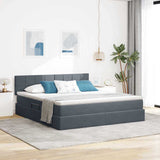 Letto con contenitore e LED Grigio scuro 180 x 200 cm Velluto