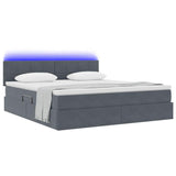 Letto con contenitore e LED Grigio scuro 180 x 200 cm Velluto
