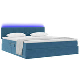 Letto con contenitore e LED Blu Scuro 180 x 200 cm Velluto