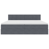 Letto con contenitore e LED Grigio scuro 200 x 200 cm Velluto