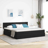 Letto con contenitore e LED Nero 200 x 200 cm Velluto
