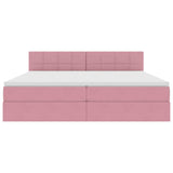 Letto con luci a strisce a LED Rosa 200 x 200 cm Velluto